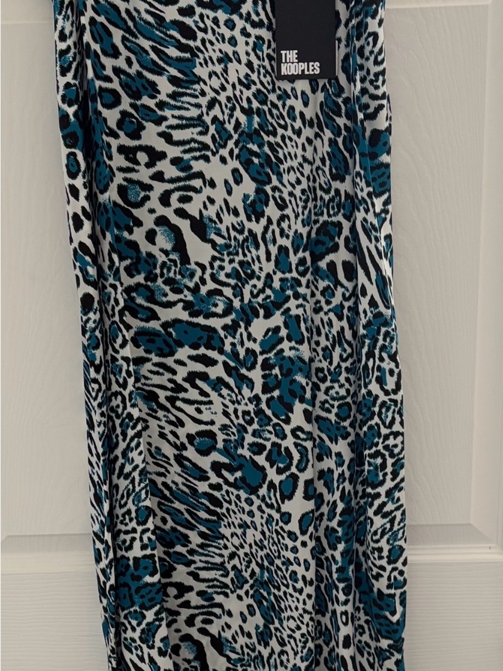 RARE SIZE LARGE The Kooples Teal and Black Leopard Print Women’s Skirt